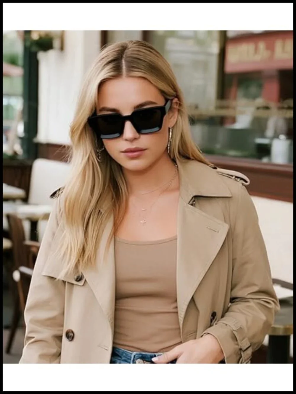 Square Sunglasses with Thick Frame UV Protection for Unisex